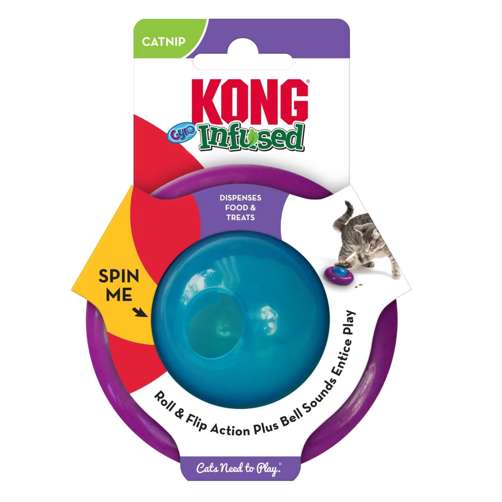 KONG Infused Gyro Cat Toy Cat Treat Dispenser Purple, 2-Count - Image 2