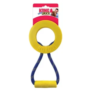 KONG Jaxx Brights Tug Ring Dog Toy - Large, Yellow & Blue