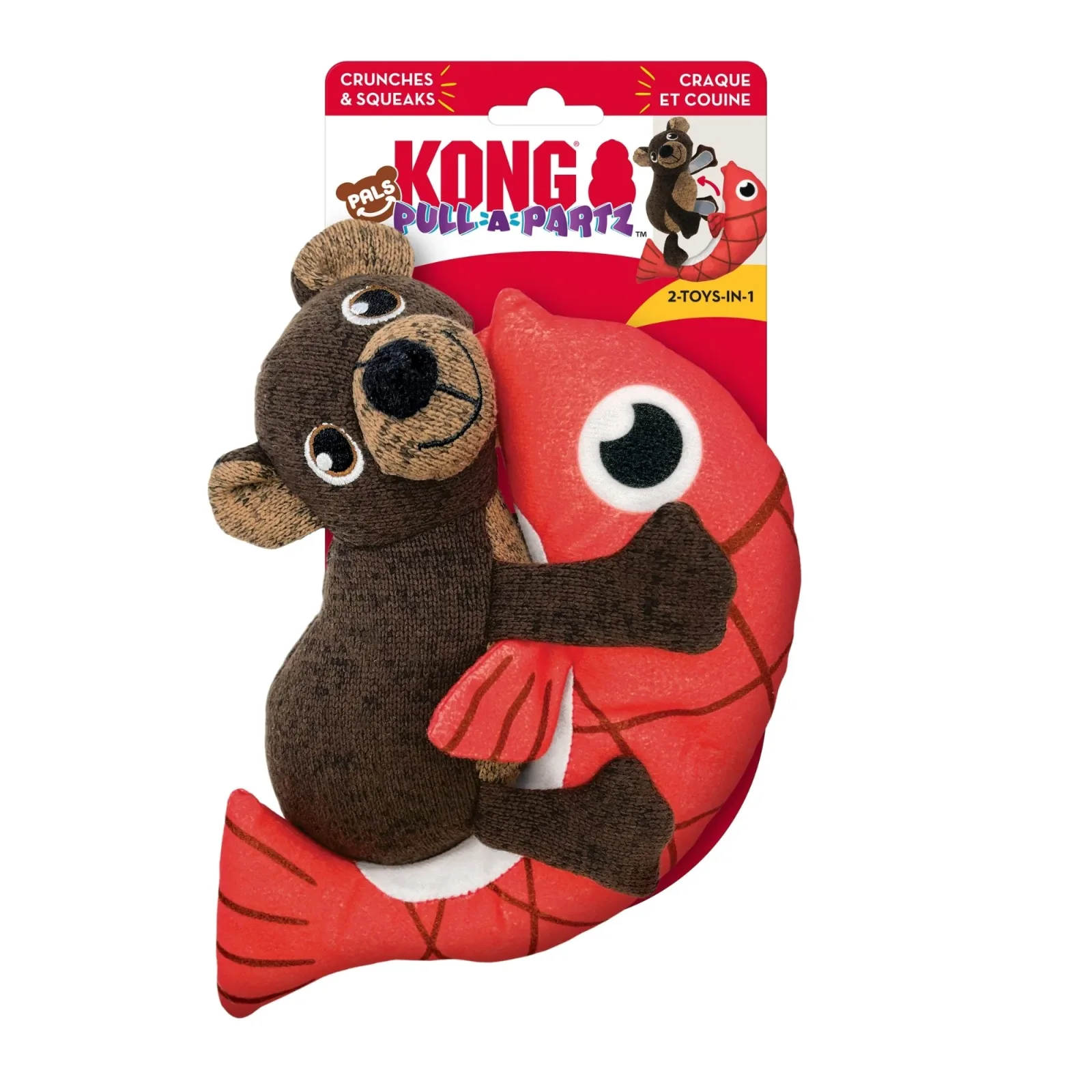 KONG Pull-A-Partz Pals Dog Toy Bear, Medium, 2-Count