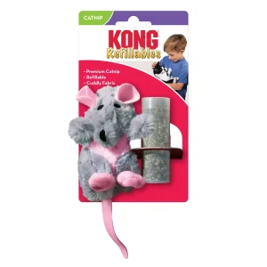 KONG Refillable Feather Rat Catnip Cat Toy Grey
