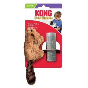 KONG Refillables Catnip Beaver Cat Toy Brown