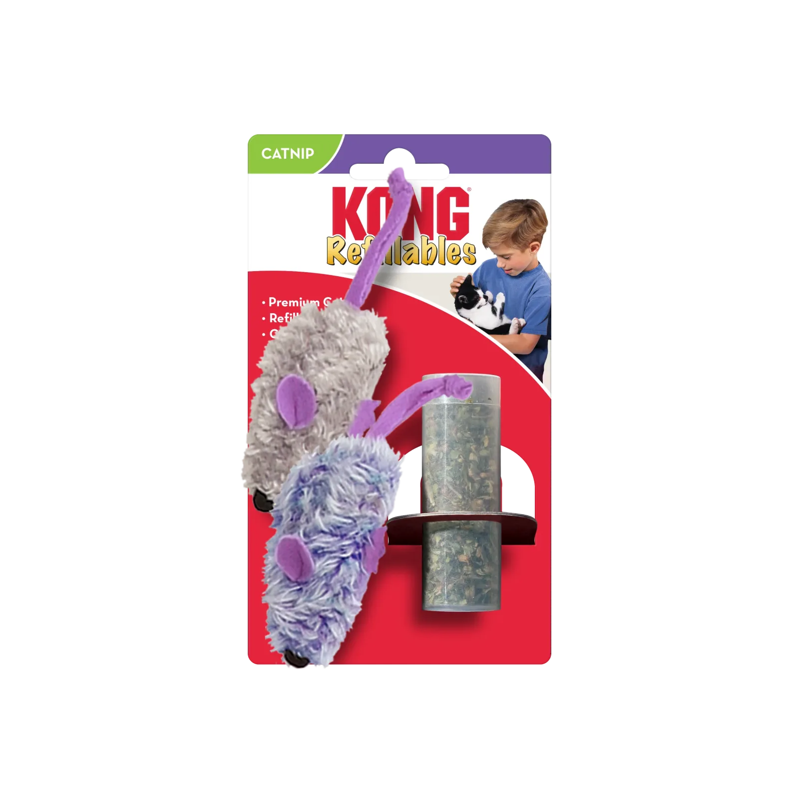 KONG Refillables Catnip Purple and Frosty Mice Cat Toy Purple, Frosty Grey, 2-Count