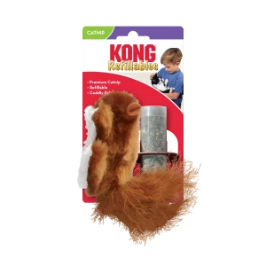 KONG Refillables Catnip Squirrel Cat Toy Brown