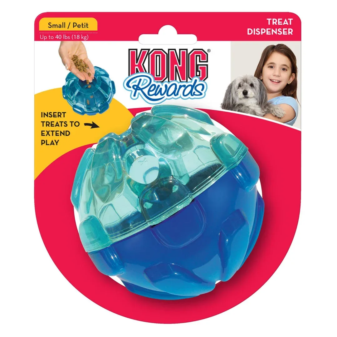 KONG Rewards Ball Treat Dispenser Dog Toy Blue Small - Image 2