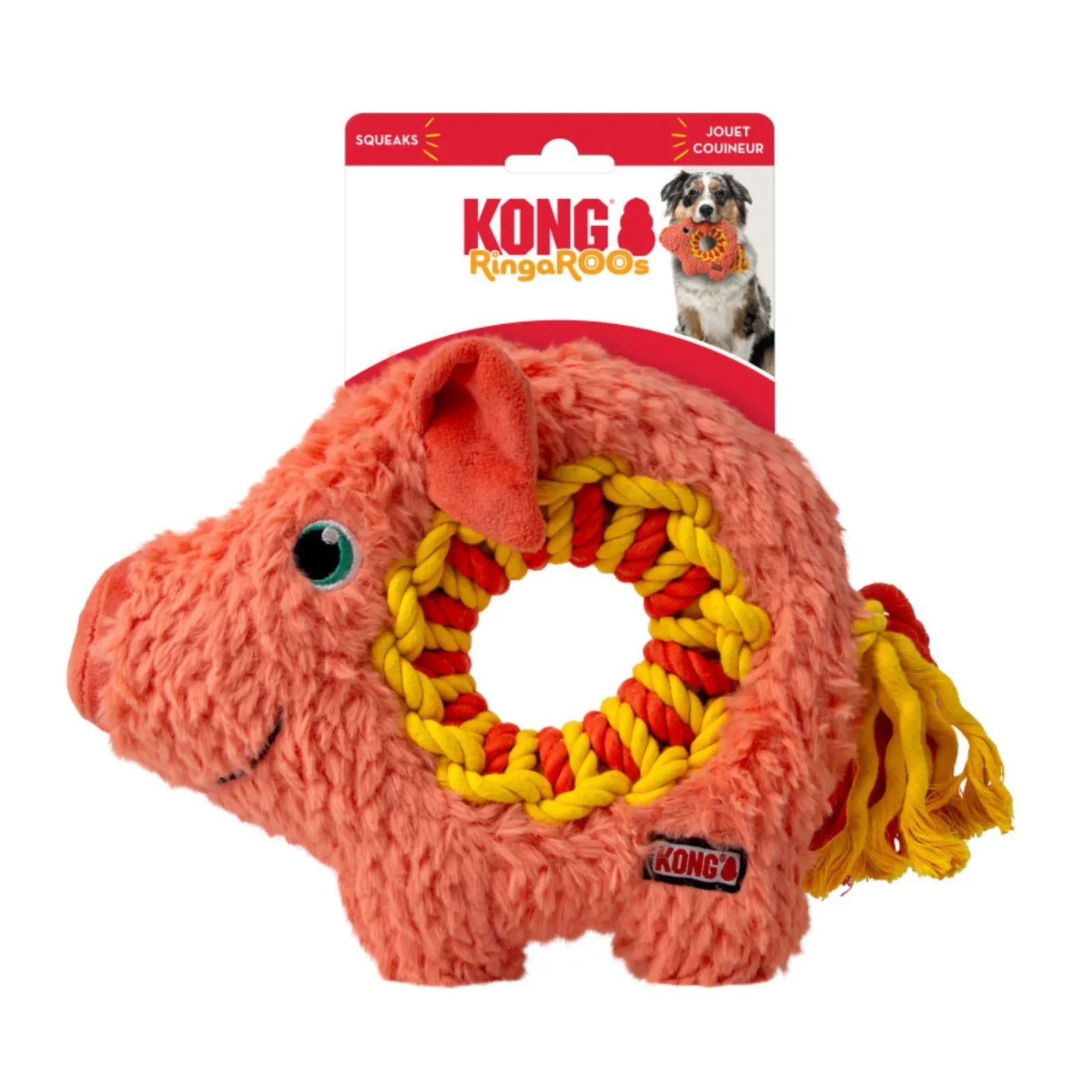 KONG Ringaroos Dog Toy Pig, Medium