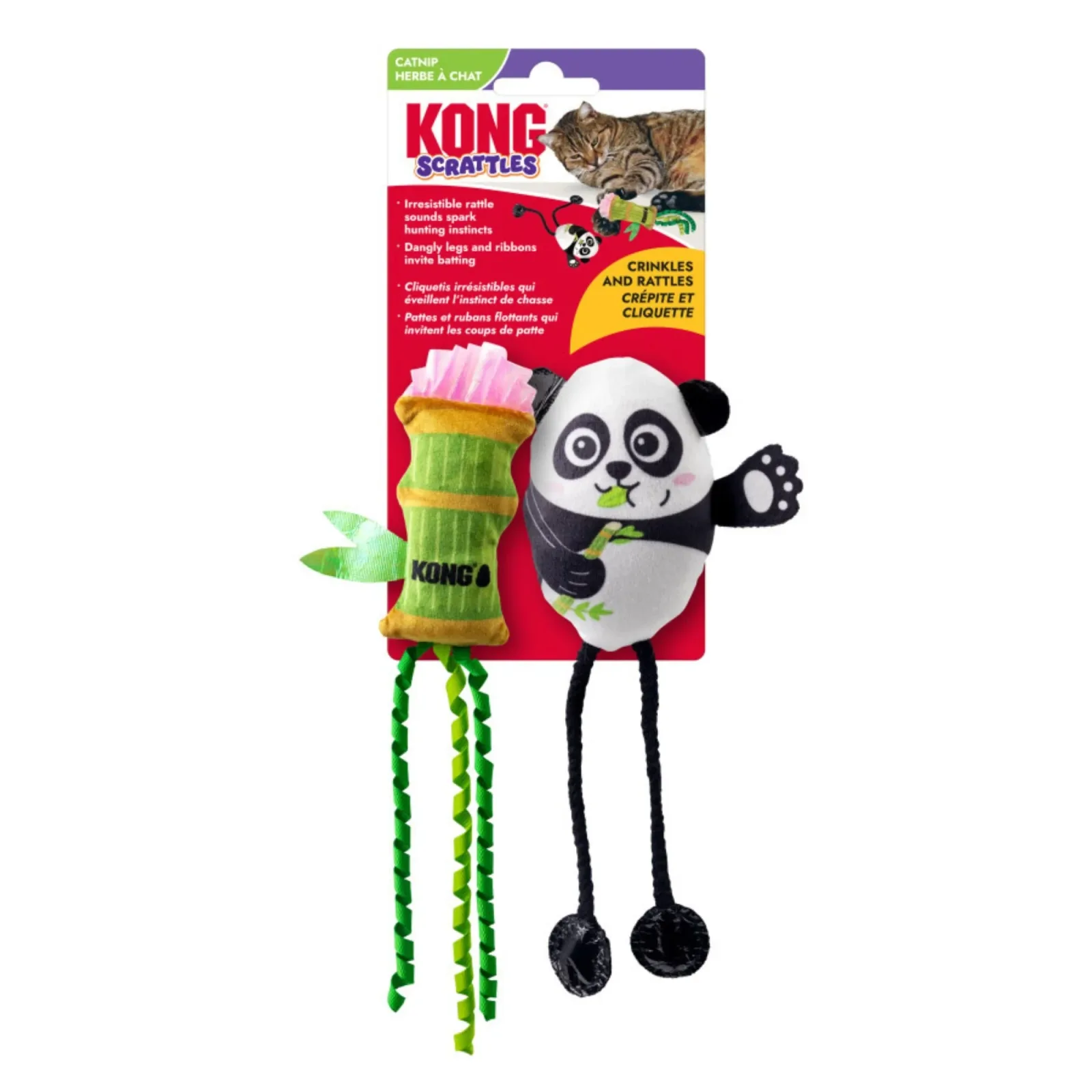 KONG Scrattles Cat Toy Panda, 2-Count