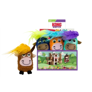 KONG Scrattles Highland Cow Dog Toy Display Assorted Color 12Pc