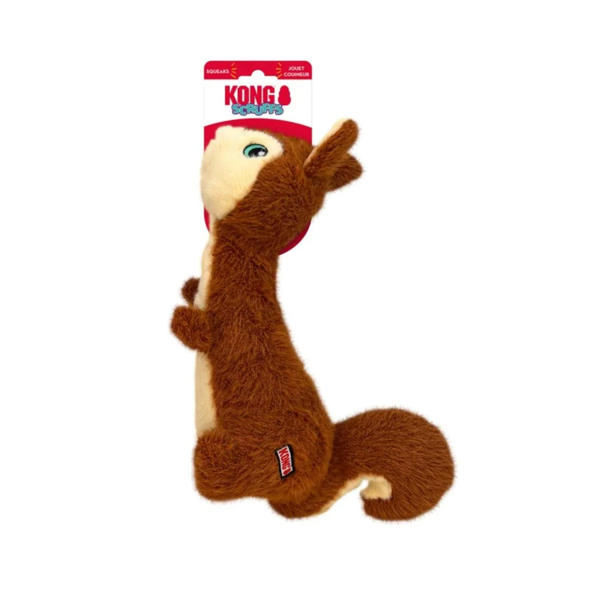 KONG Scruffs Squirrel Plush Squeaker Dog Toy, Medium/Large