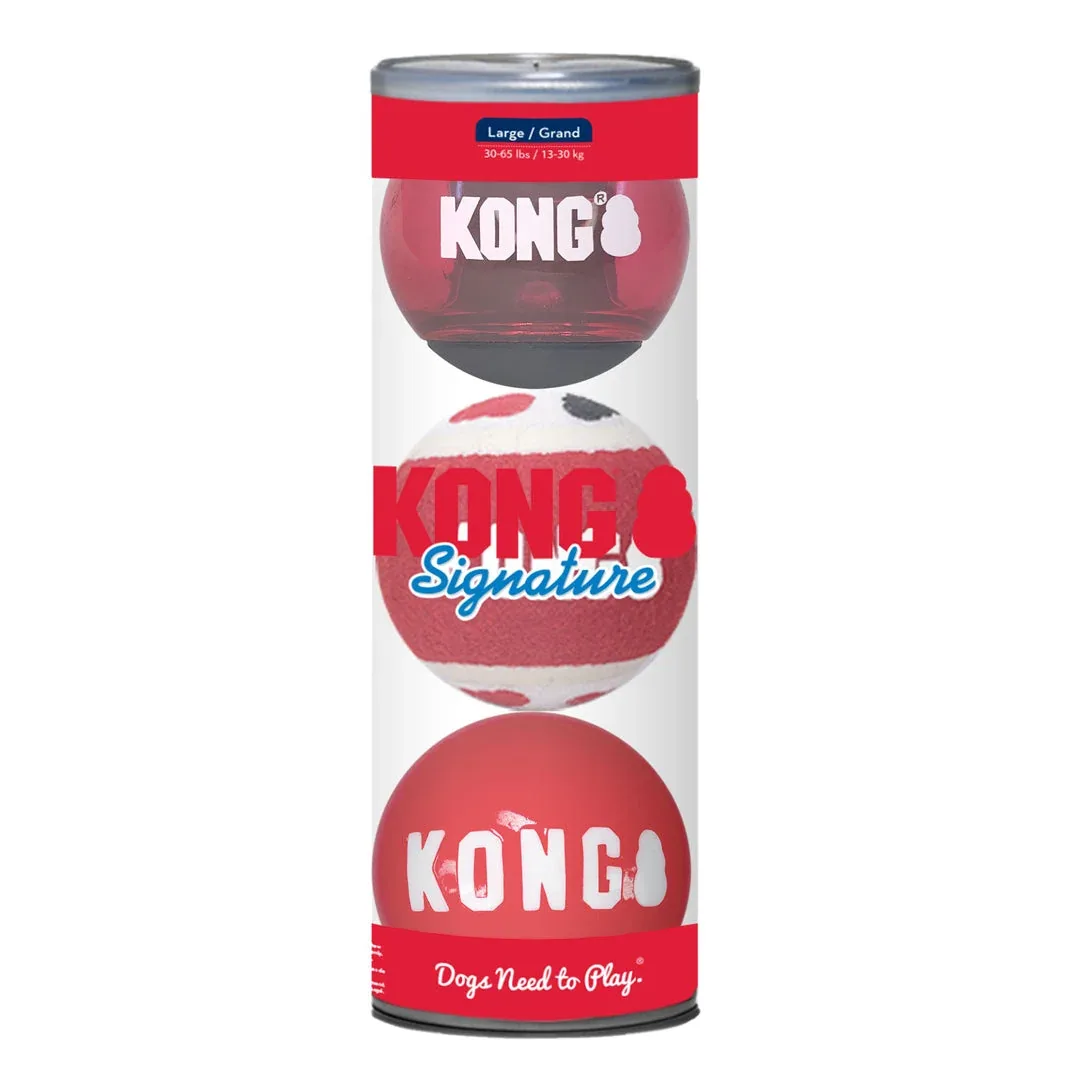 KONG Signature Ball Dog Toy Assorted Large, 3-Count