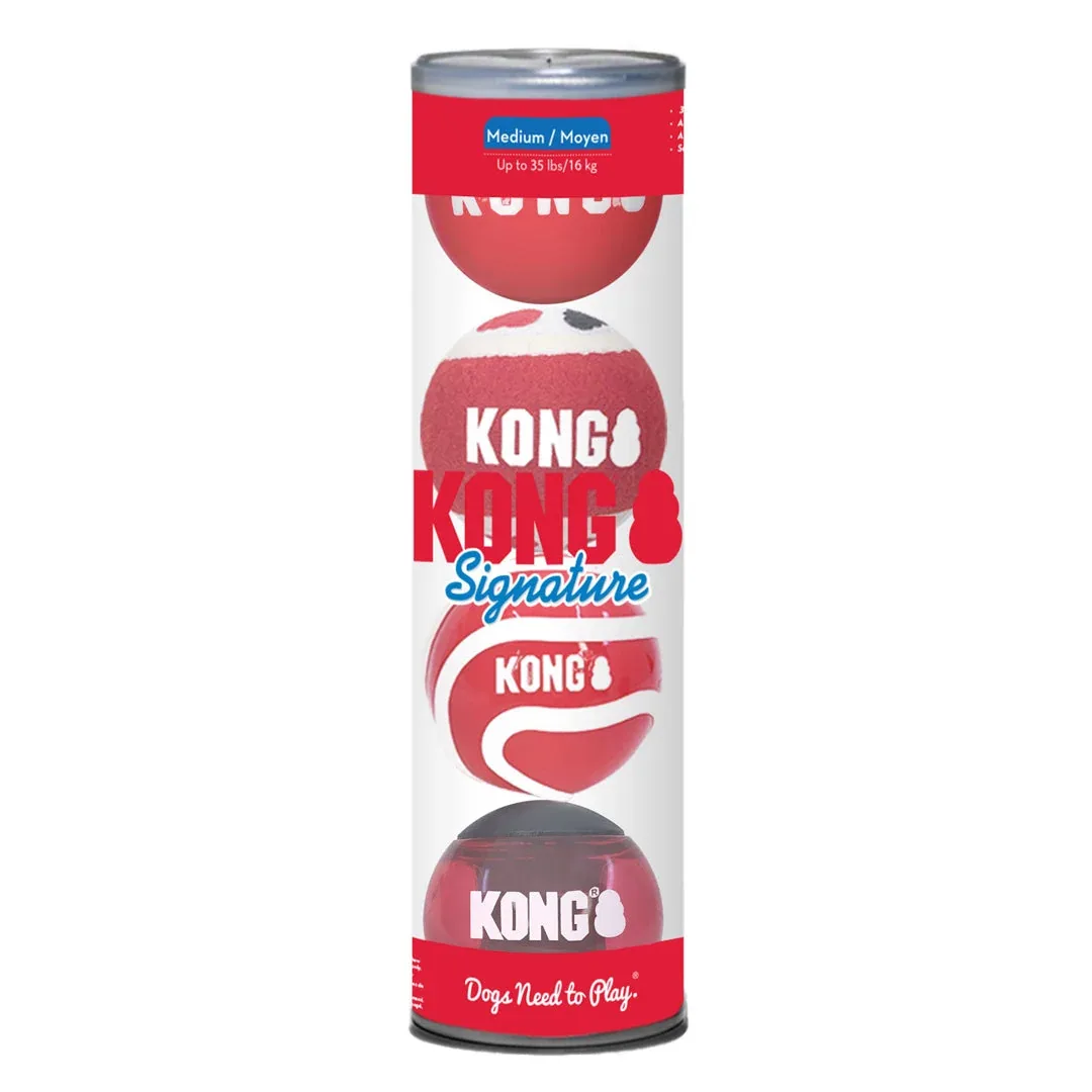 KONG Signature Ball Dog Toy Assorted Medium, 4-Count