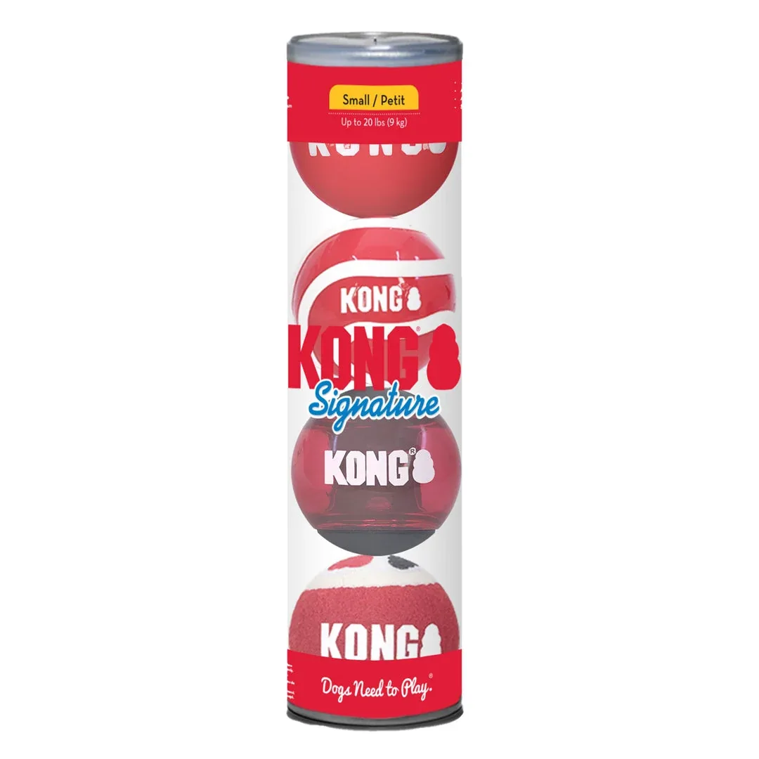 KONG Signature Ball Dog Toy Assorted Small, 4-Count