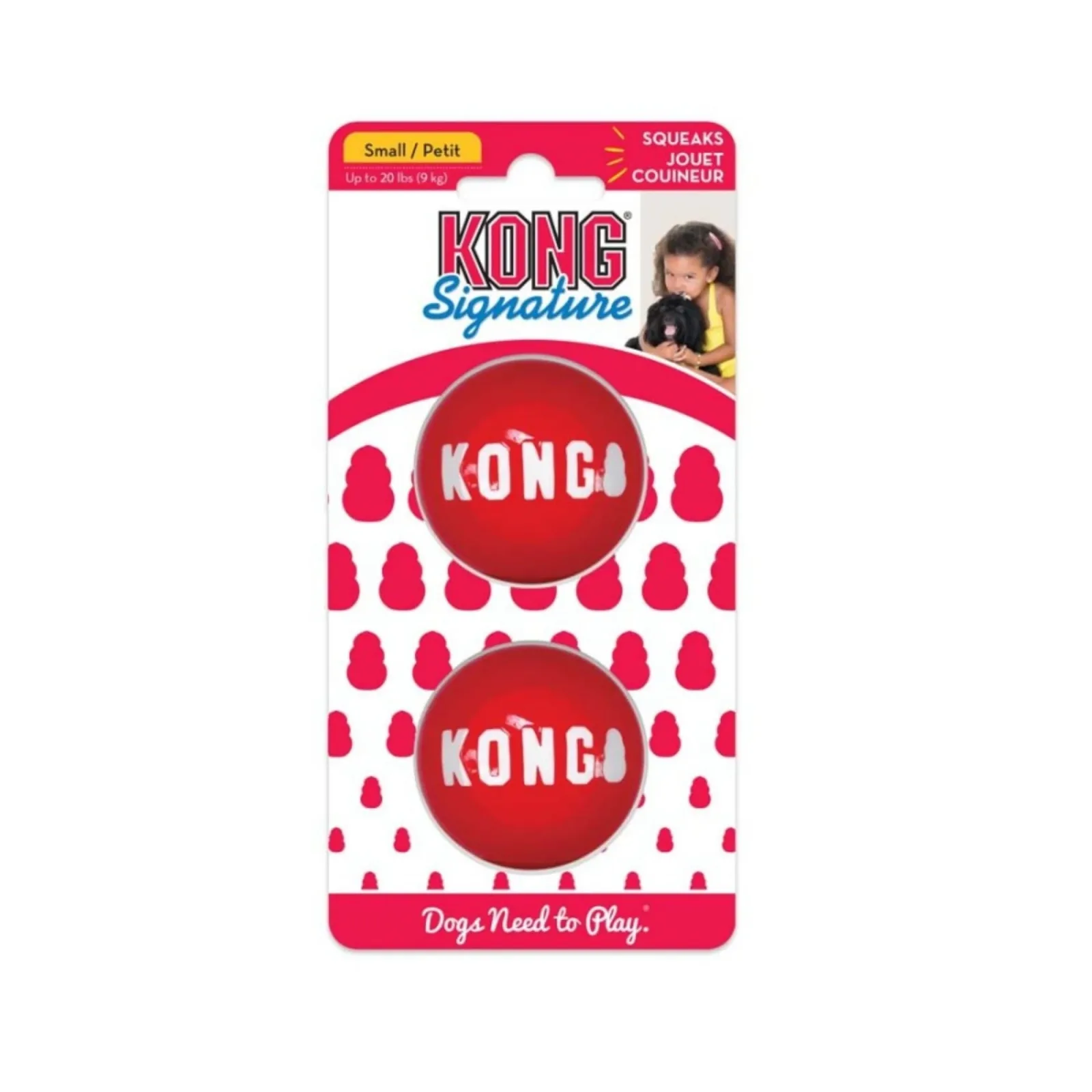 KONG Signature Ball Dog Toy Red, Small, 2-Count