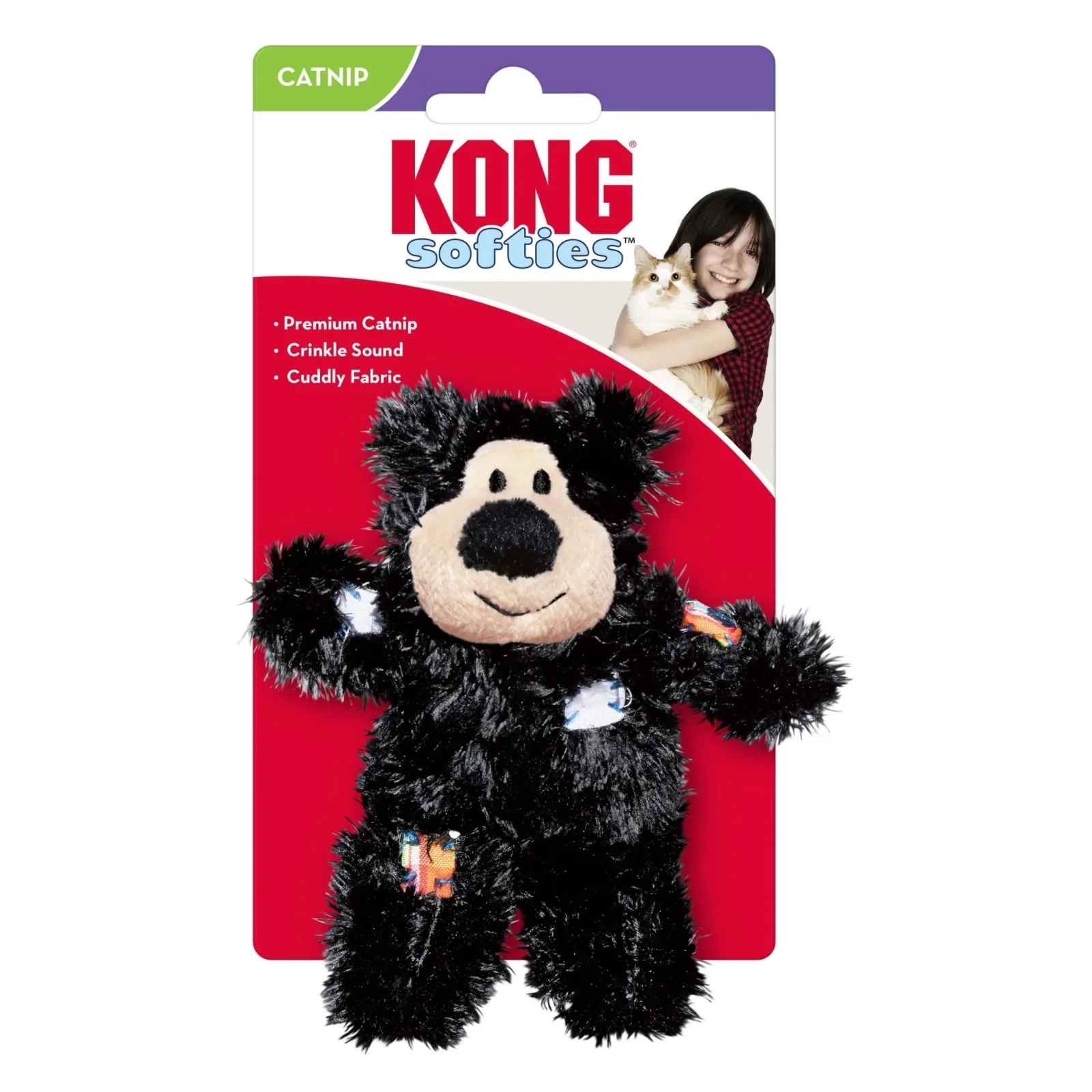KONG Softies Patchwork Bear Catnip Cat Toy Assorted - Image 2