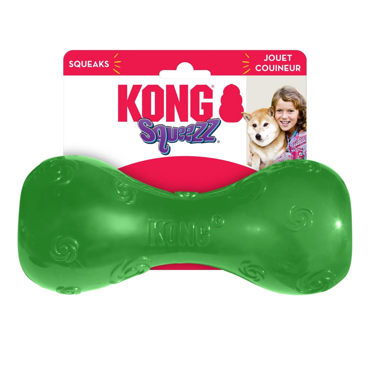 KONG Squeezz Dumbbell Dog Toy Assorted Large