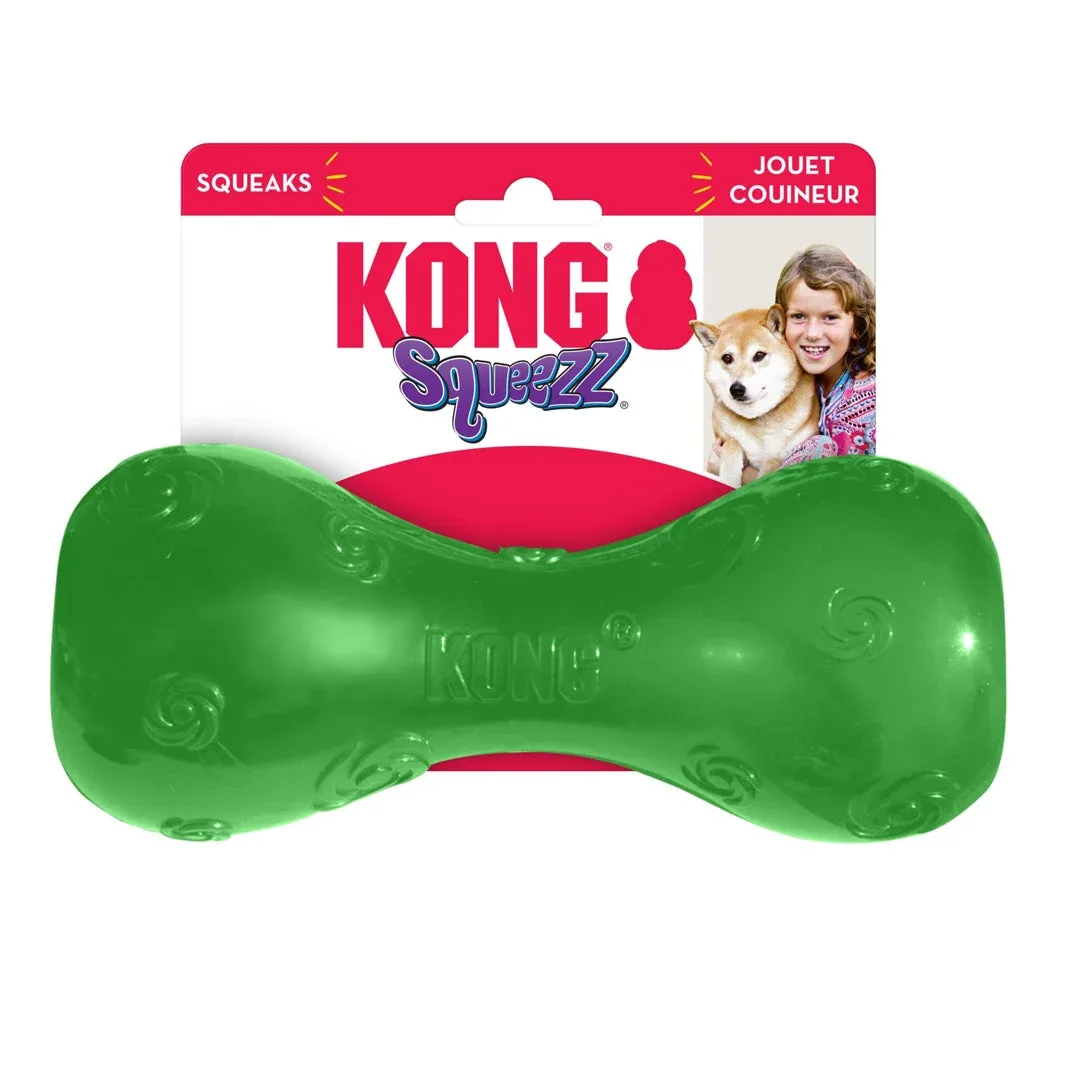 KONG Squeezz Dumbbell Dog Toy Assorted Large - Image 2