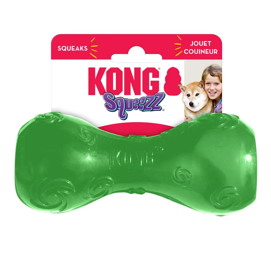 KONG Squeezz Dumbbell Dog Toy Assorted Medium - Image 2