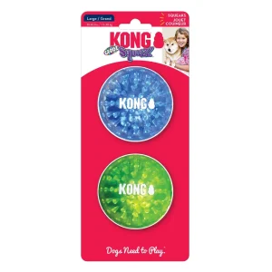 KONG Squeezz Geodz Squeaker Ball Dog Toy Assorted Large, 2-Count