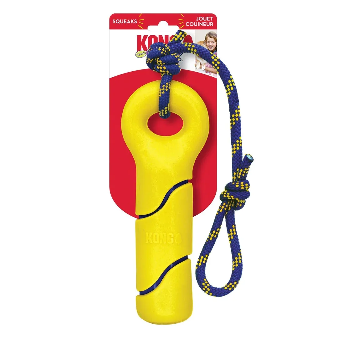 KONG Squeezz Tennis Buoy with Rope Dog Toy Yellow Large - Image 2