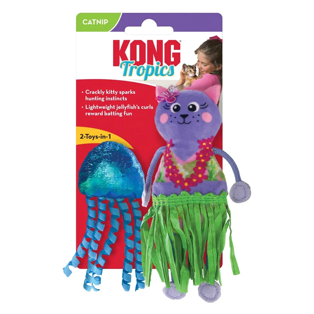KONG Tropics Hula Cat & Jelley Fish Cat Toy, 2-Count