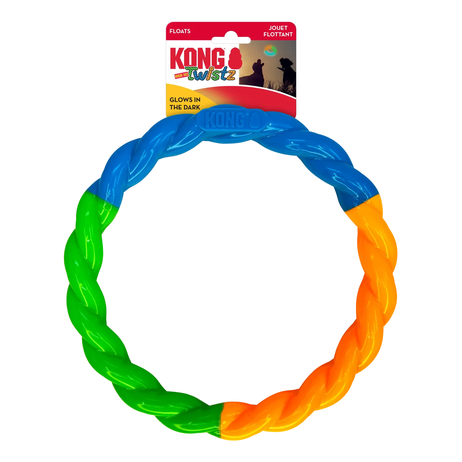 KONG Twistz High-Viz Ring Dog Toy Assorted Color Large