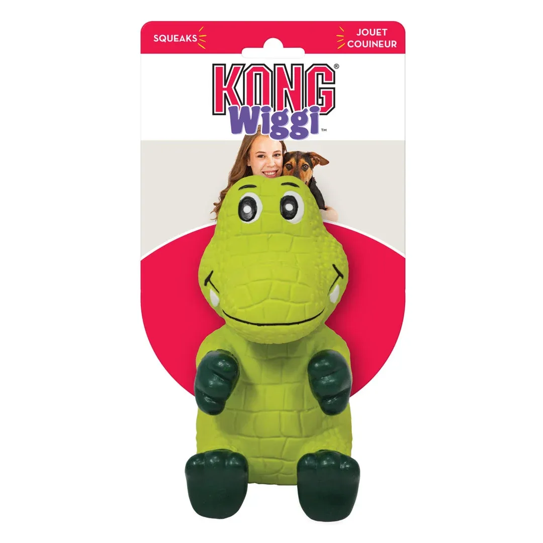 KONG Wiggi Alligator Dog Toy - Small Multi-Texture Squeaker