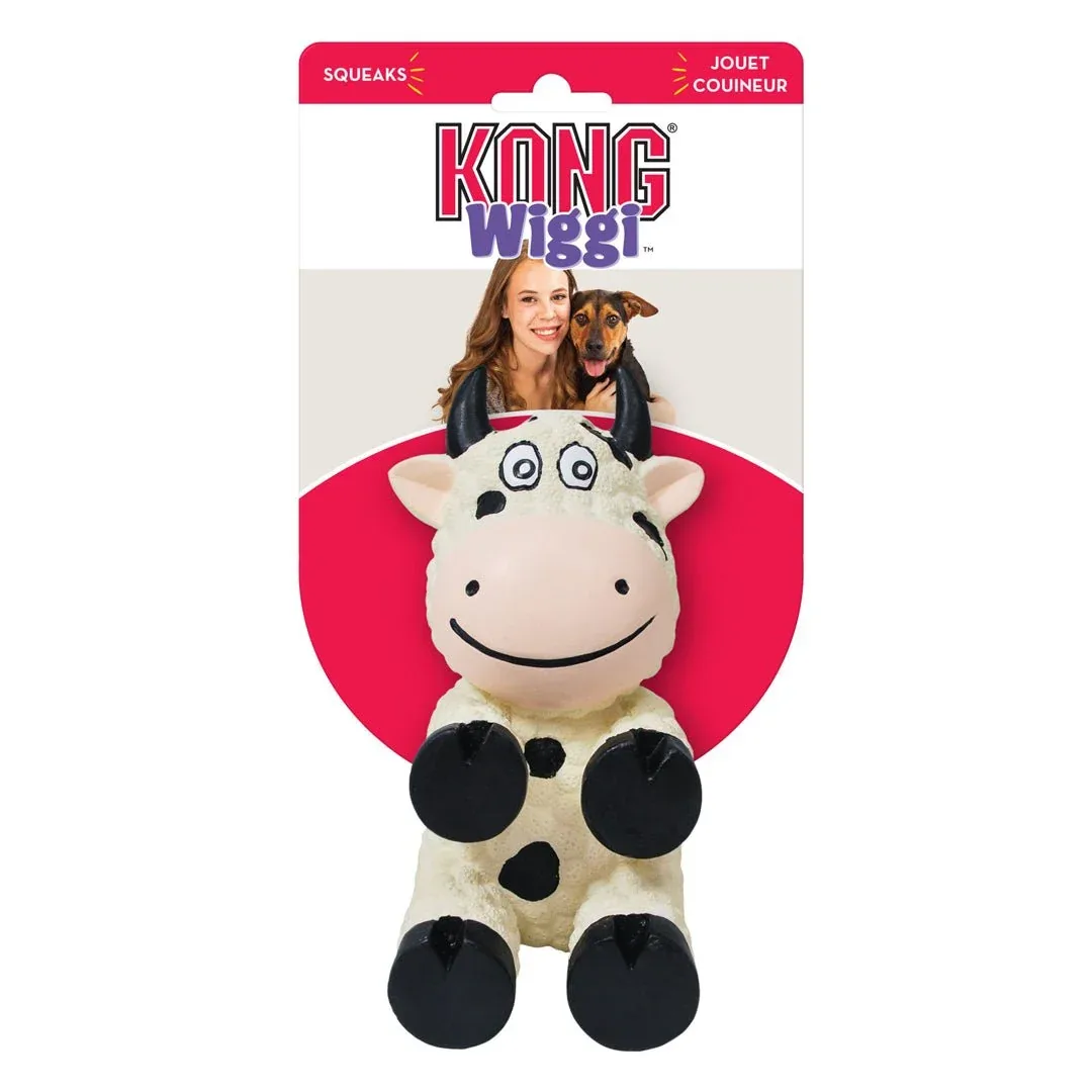 KONG Wiggi Cow Squeaker Dog Toy, Small