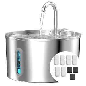 KOOGMOON Stainless Steel Cat Water Fountain, 74oz & 108oz