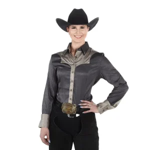 Kultured Rider Women's Charcoal Satin Show Top