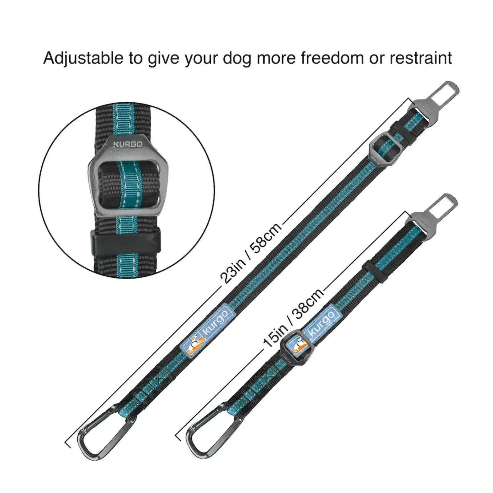 Kurgo Dog Seat Belt Tether Blue - Image 2