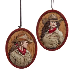 Kurt S. Adler Weern Cowgirl Frame Ornament 2 Assorted