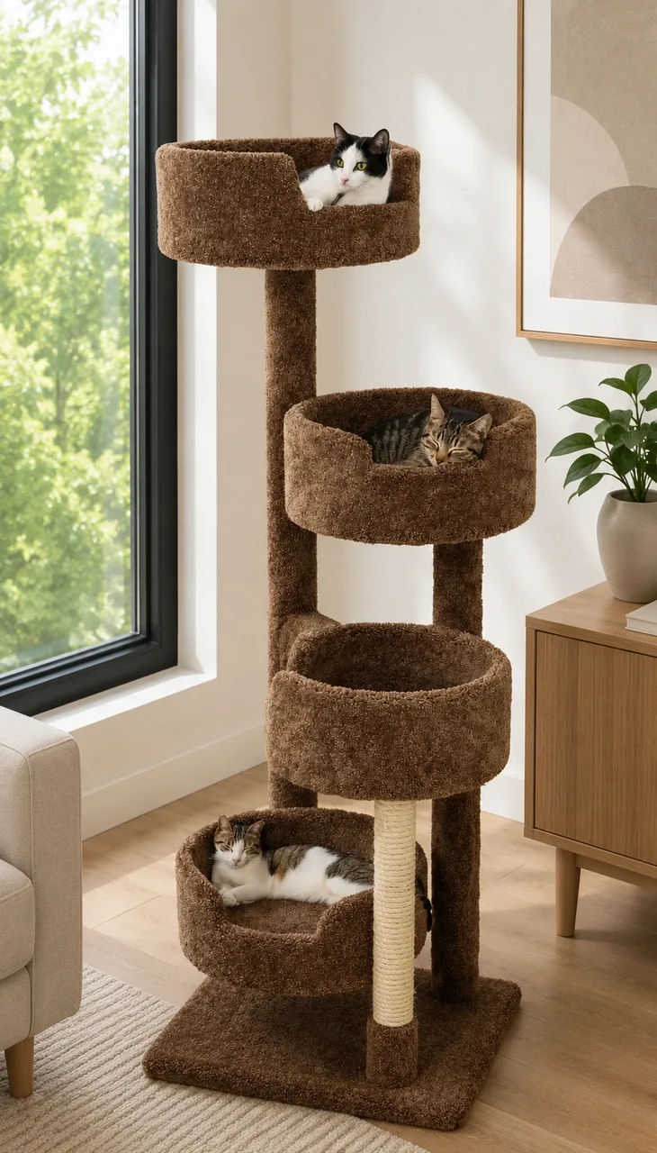 Large Cat Tree for Multiple Cats | Solid Wood Cat Tower for Large Cats