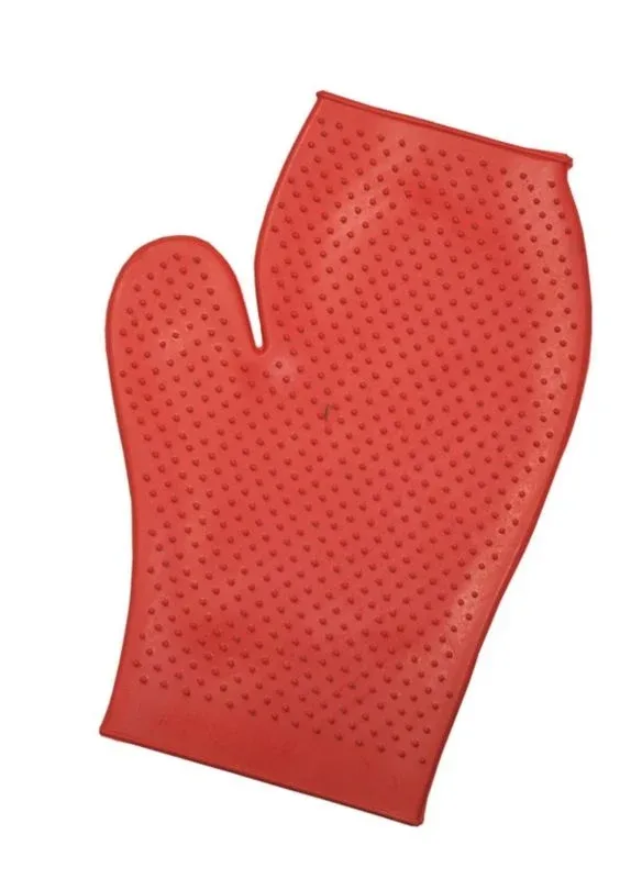 Large Rubber Grooming Mitt Large Green - Image 2