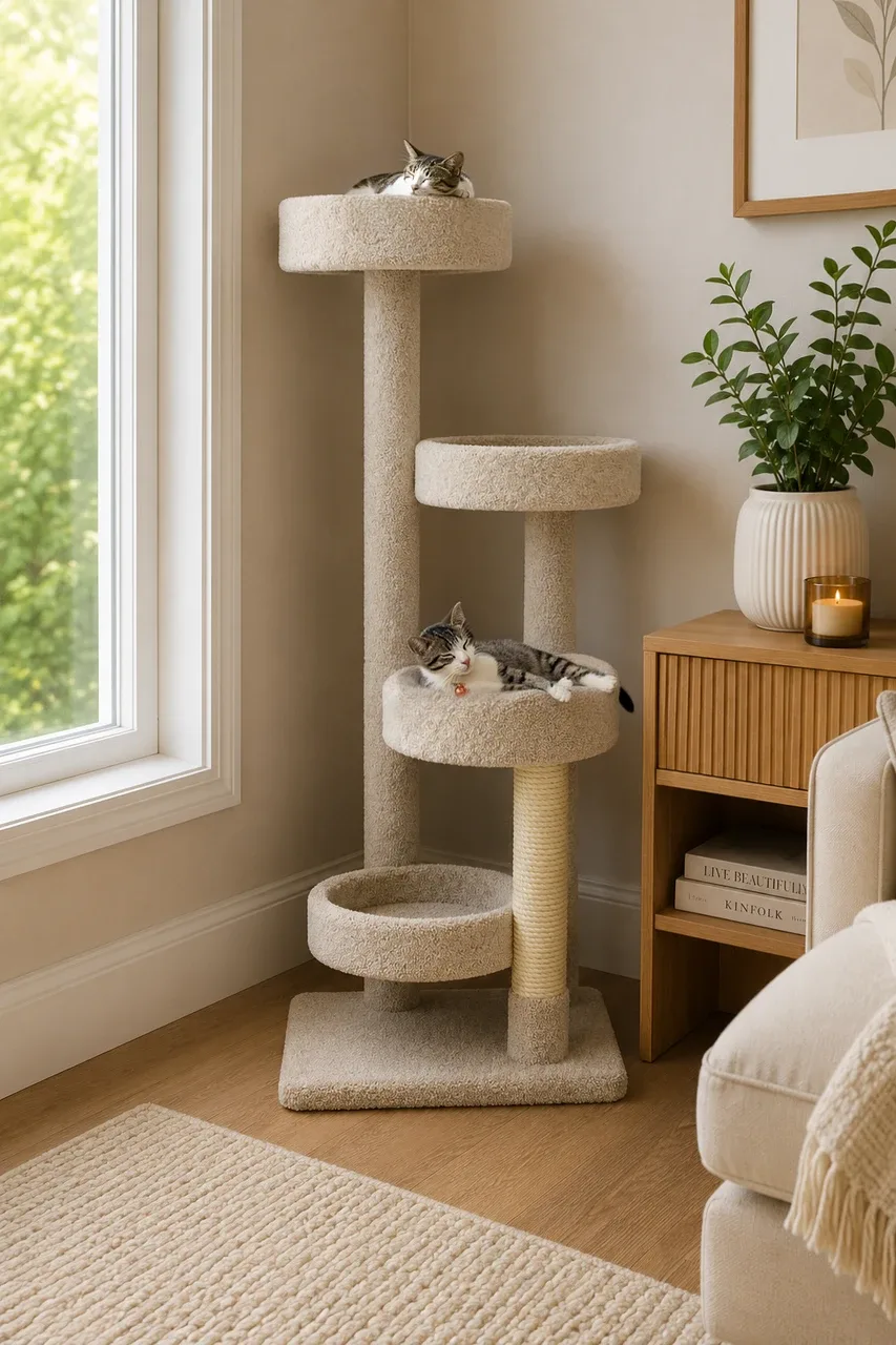 Large Solid Wood Cat Tree for Big Cats & Multi-Cat Homes