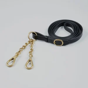 Leather Lead Rein with Chain Coupling Black