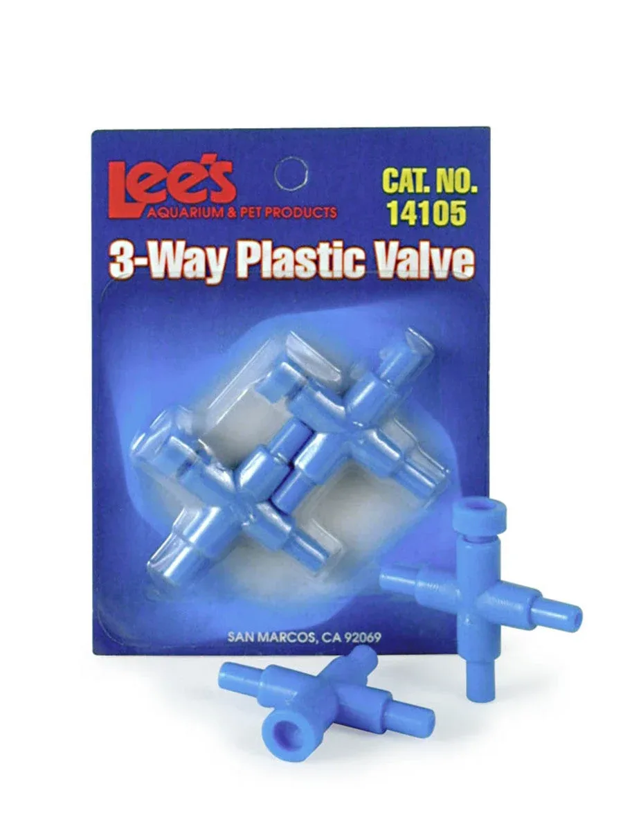 Lee's Aquarium & Pet Products Plastic Valve for Aquarium Pumps 3-Way, Blue, 2-Count
