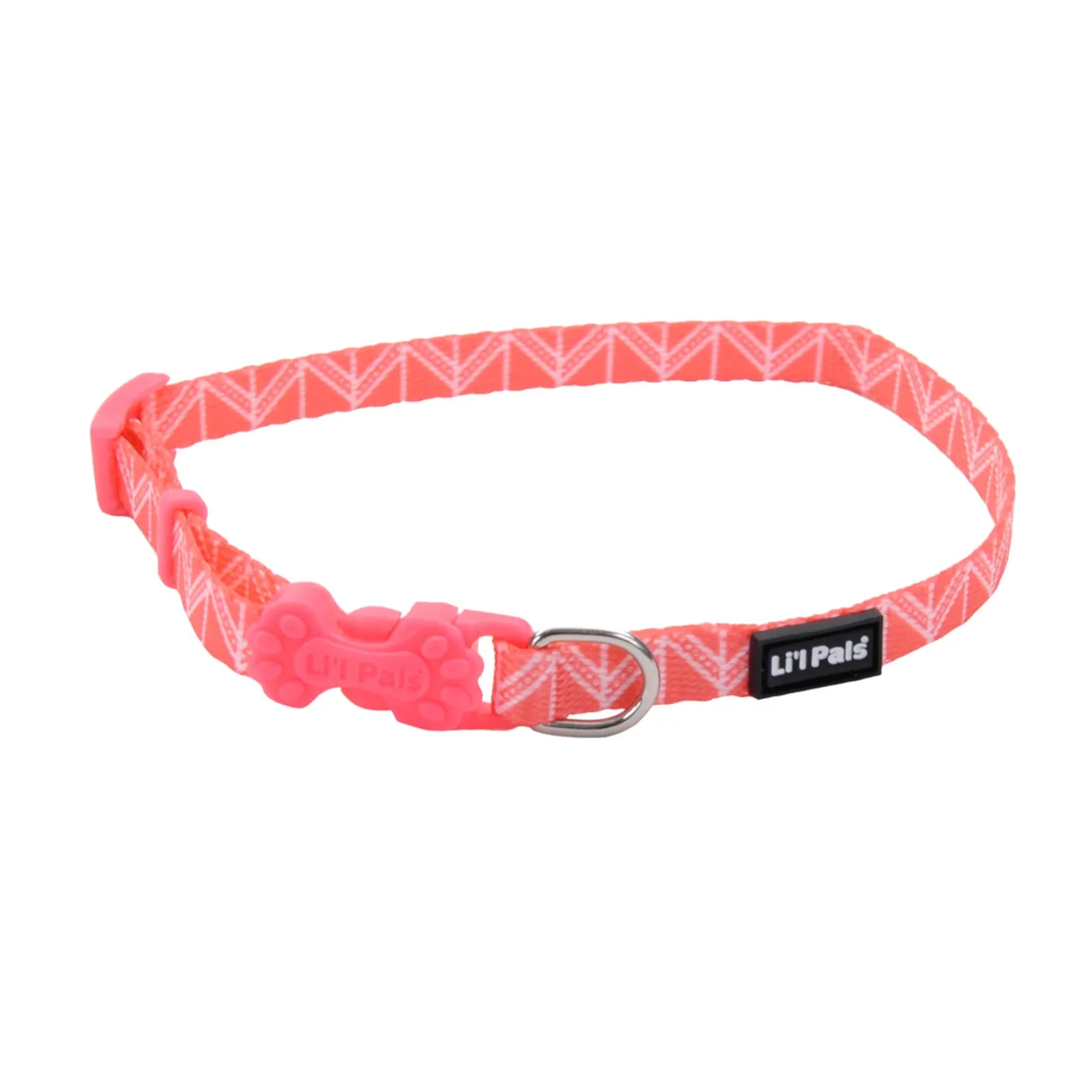 Li'l Pals® Adjustable Patterned Dog Collar, Pink Chevron, Petite Small