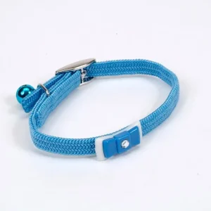 Lil Pals Elasticized Safety Kitten Cat Collar with Jeweled Bow Light, Blue 3-8 in x 8 in