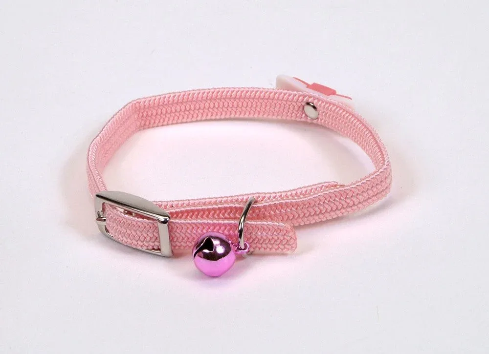 Lil Pals Elasticized Safety Kitten Cat Collar with Jeweled Bow, Pink 3-8 in x 8 in