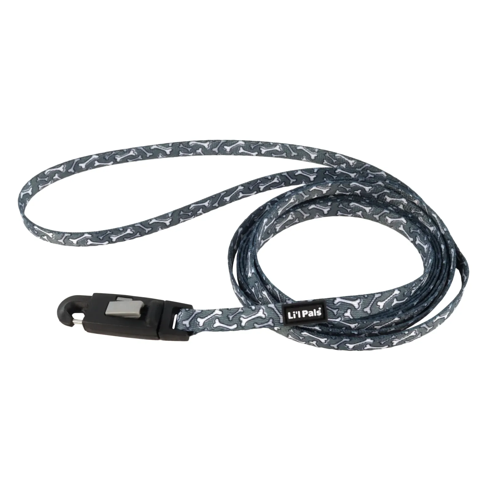 Li'l Pals® Patterned Dog Leash with E-Z Snap® Grey Bones