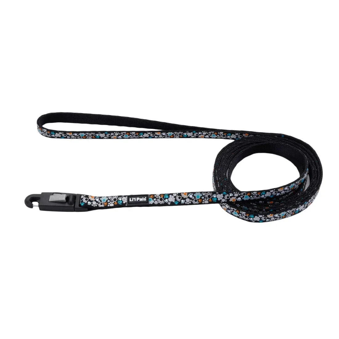Li'l Pals® Reflective Leash, Black Paw Prints