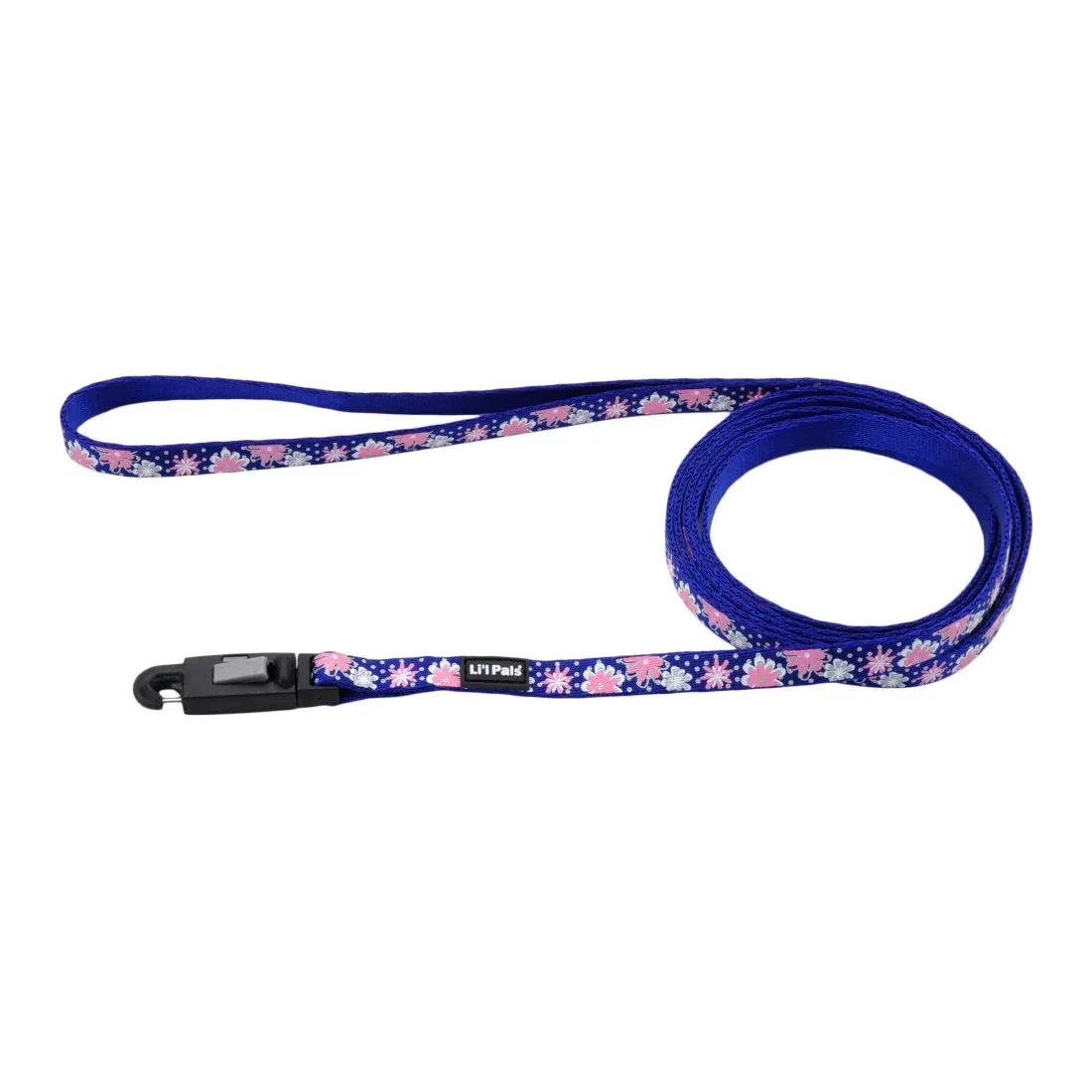 Li'l Pals® Reflective Leash, Blue with Pink Flowers