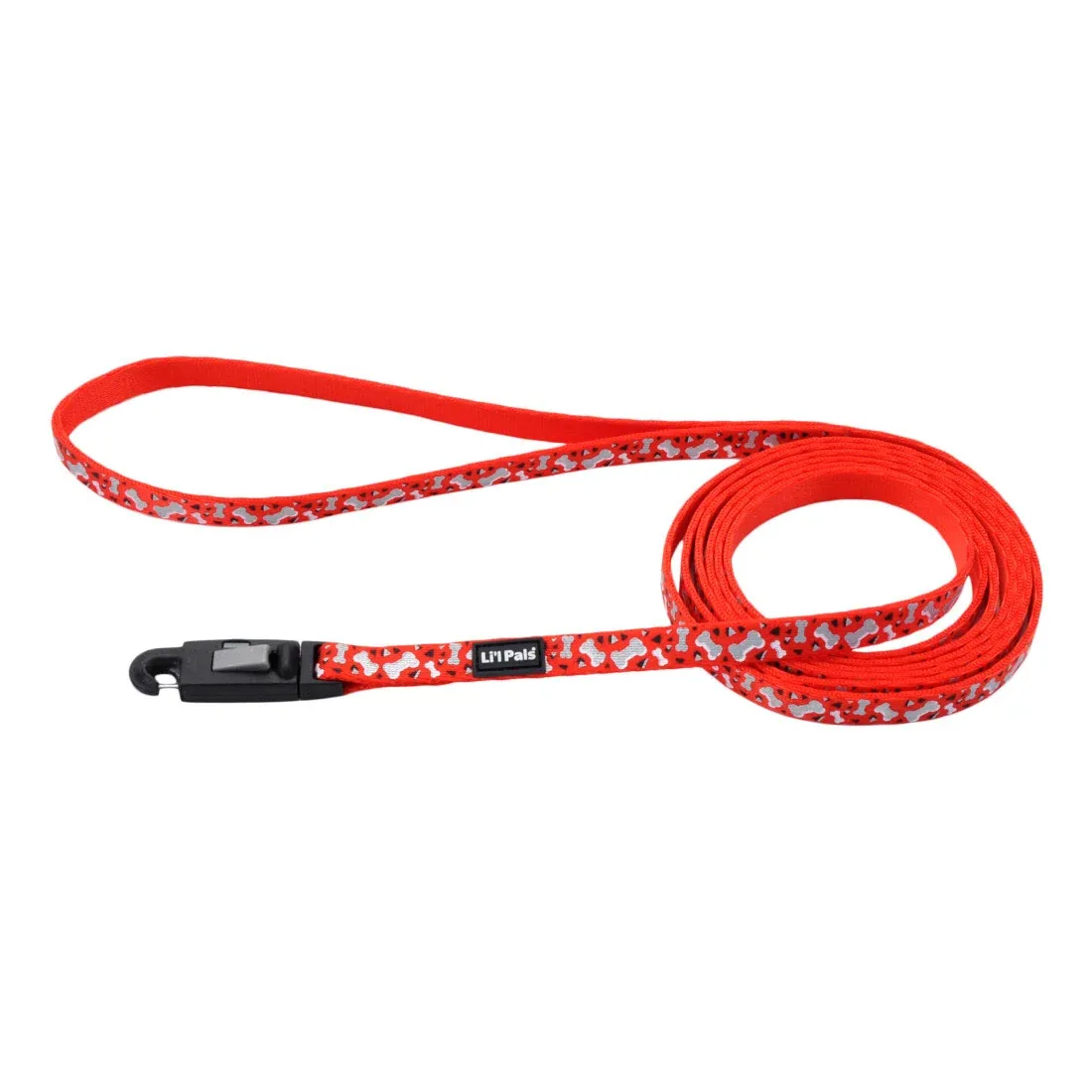 Li'l Pals® Reflective Leash, Orange Bones