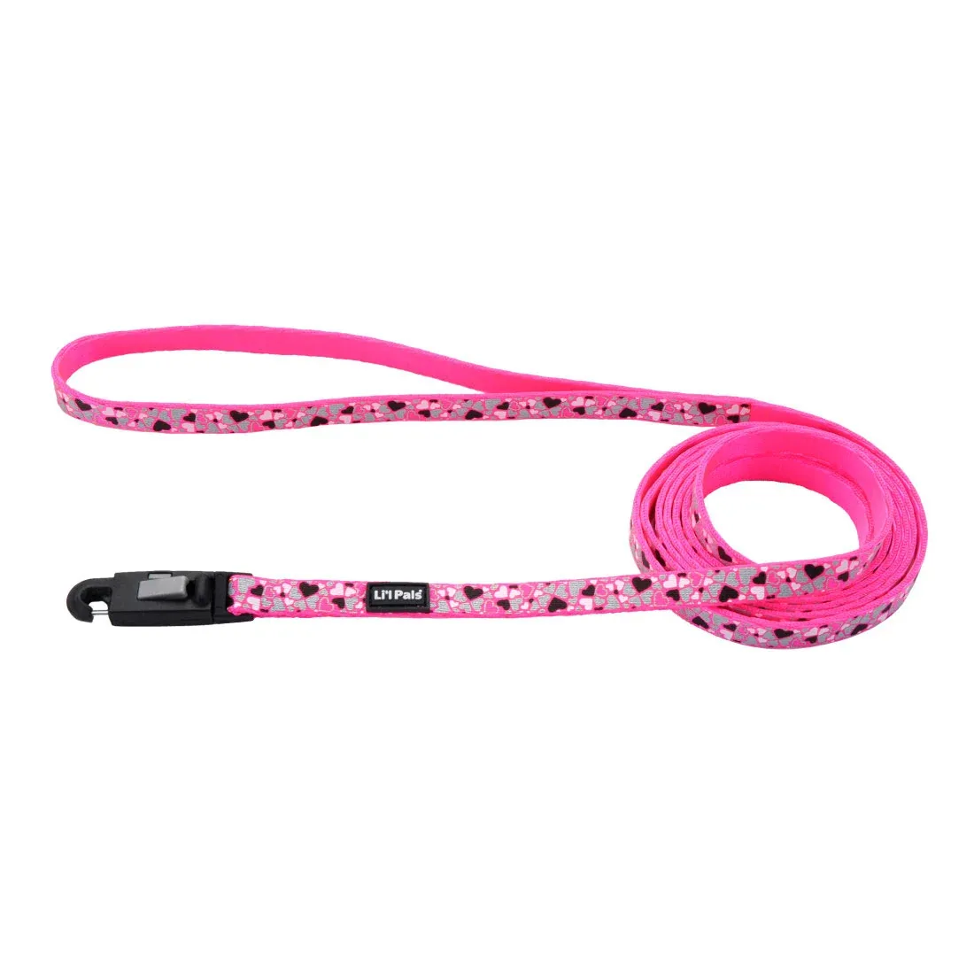 Li'l Pals® Reflective Leash, Pink Hearts