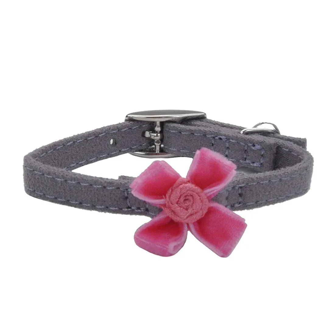 Li'l Pals® Safety Kitten Collar with Bow, Grey with Pink Bow