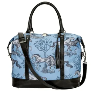 Lila Blue Toile Pattern Travel Bag with Tassel