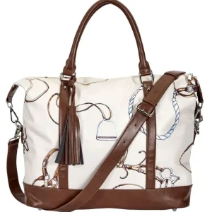 Lila Equestrian Pattern Travel Bag with Tassel