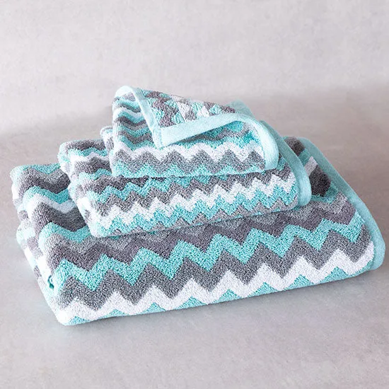 Lintex Lines Blue and Gray Zig Zag Towels - Image 2