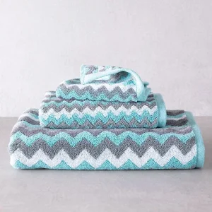 Lintex Lines Blue and Gray Zig Zag Towels