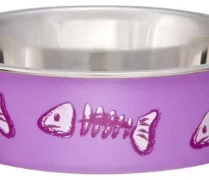 Loving Pets Bella Designer Fish Skeleton Cat Dish, Lilac, X-Small
