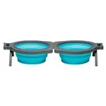 Loving Pets Bella Roma Travel Double Diner Dog Bowl Blue Medium - Image 2